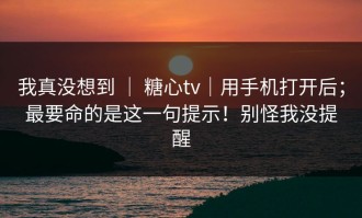 我真没想到 ｜ 糖心tv｜用手机打开后；最要命的是这一句提示！别怪我没提醒