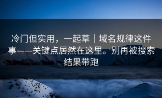 冷门但实用，一起草｜域名规律这件事——关键点居然在这里。别再被搜索结果带跑