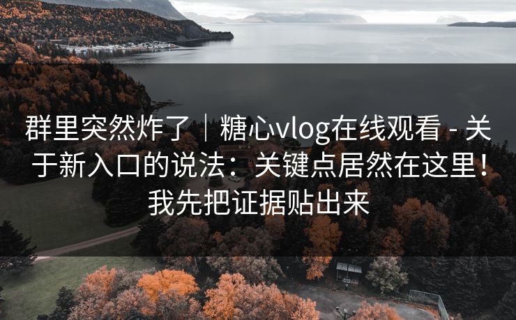 群里突然炸了｜糖心vlog在线观看 - 关于新入口的说法：关键点居然在这里！我先把证据贴出来